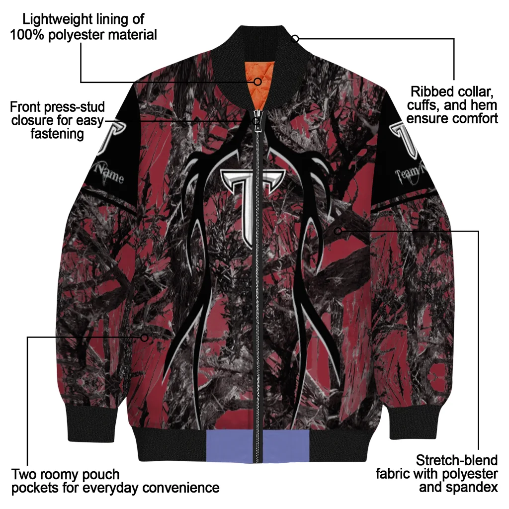 customized troy trojans antlers motif red black bomber jacket new arrival customized troy trojans antlers motif red black bomber jacket new arrival