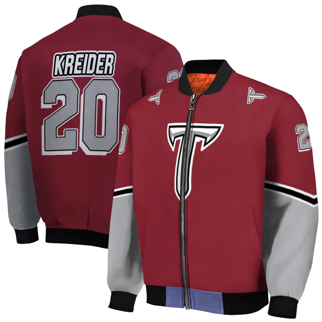 customized troy trojans chevron style red bomber jacket best selling customized troy trojans chevron style red bomber jacket best selling