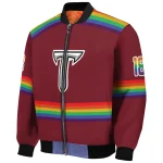 customized troy trojans rainbow jersey number red bomber jacket best selling