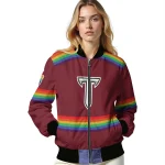 customized troy trojans rainbow jersey number red bomber jacket best selling