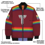 customized troy trojans rainbow jersey number red bomber jacket best selling