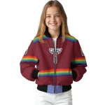 customized troy trojans rainbow jersey number red bomber jacket best selling