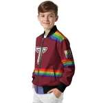 customized troy trojans rainbow jersey number red bomber jacket best selling