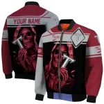customized troy trojans reaper hands red black bomber jacket best selling