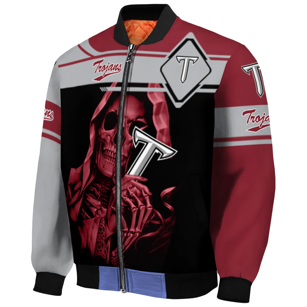customized troy trojans reaper hands red black bomber jacket fashion forward customized troy trojans reaper hands red black bomber jacket fashion forward