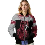 customized troy trojans reaper hands red black bomber jacket best selling