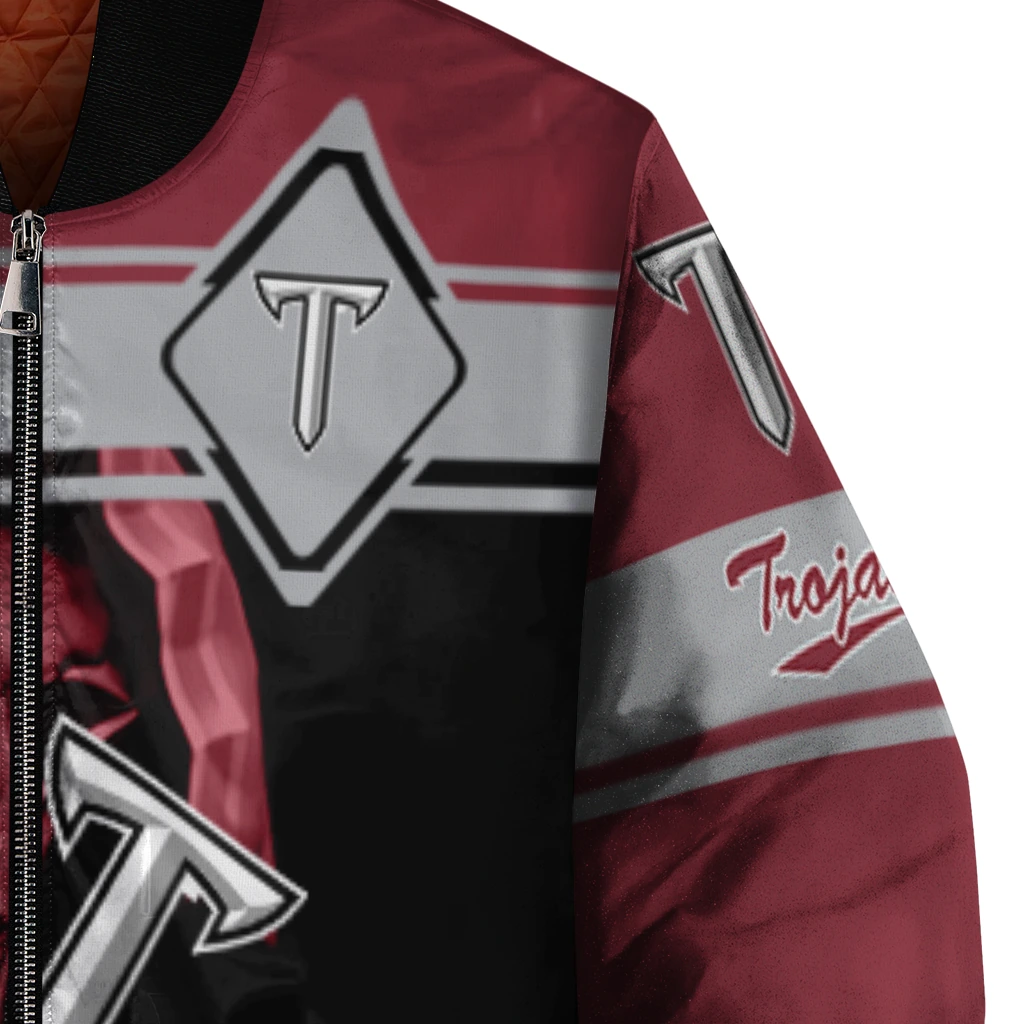 customized troy trojans reaper hands red black bomber jacket premium grade customized troy trojans reaper hands red black bomber jacket premium grade