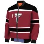 customized troy trojans stripe statement red black bomber jacket best selling