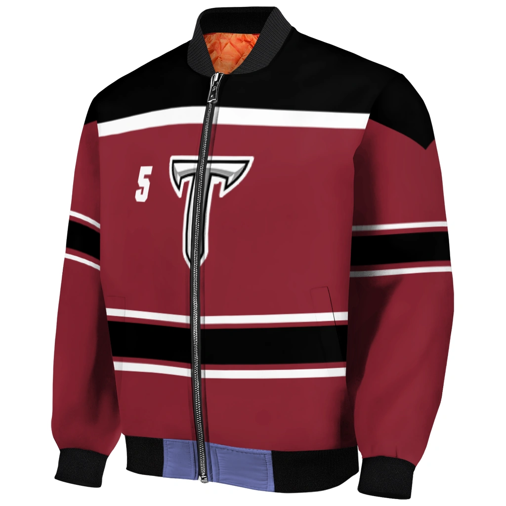 customized troy trojans stripe statement red black bomber jacket fashion forward customized troy trojans stripe statement red black bomber jacket fashion forward