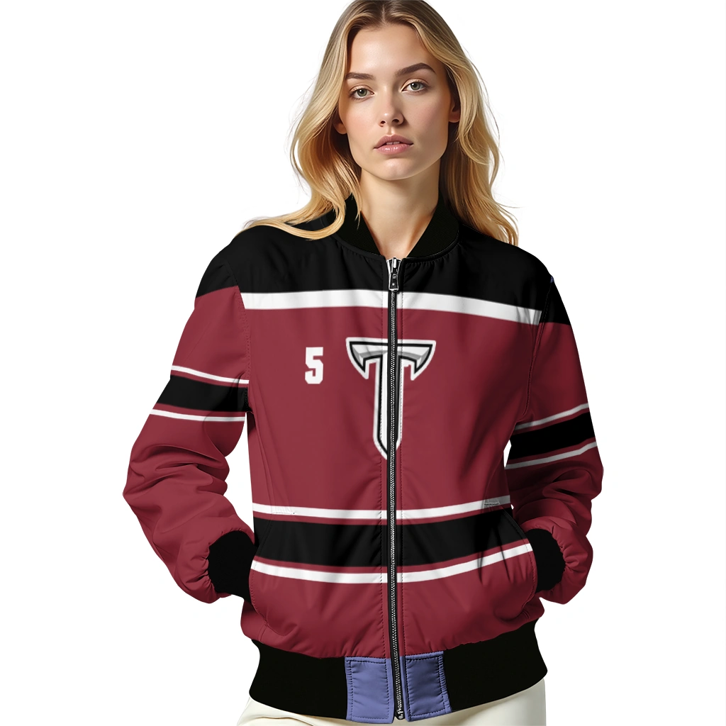 customized troy trojans stripe statement red black bomber jacket latest model customized troy trojans stripe statement red black bomber jacket latest model