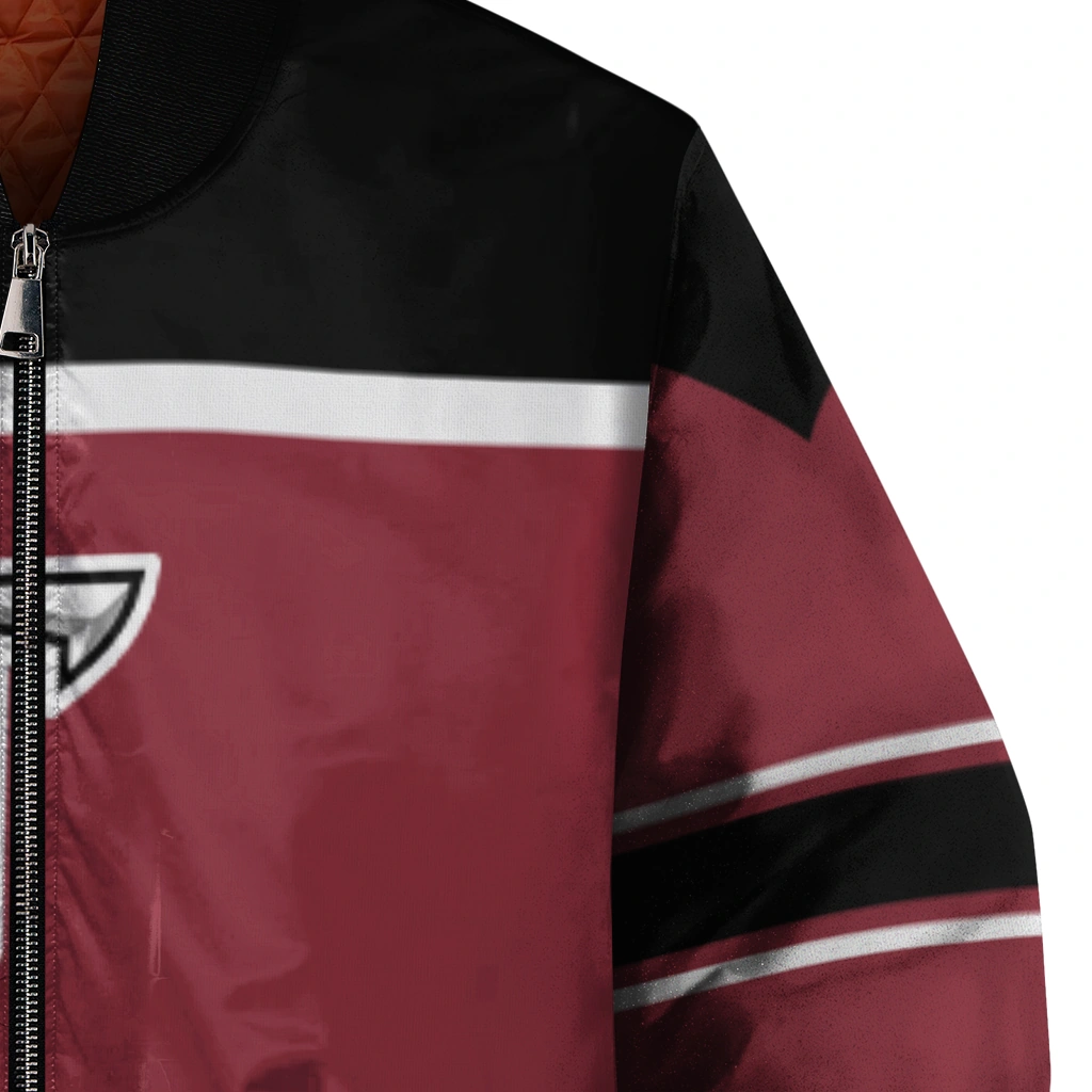 customized troy trojans stripe statement red black bomber jacket premium grade customized troy trojans stripe statement red black bomber jacket premium grade