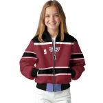 customized troy trojans stripe statement red black bomber jacket best selling