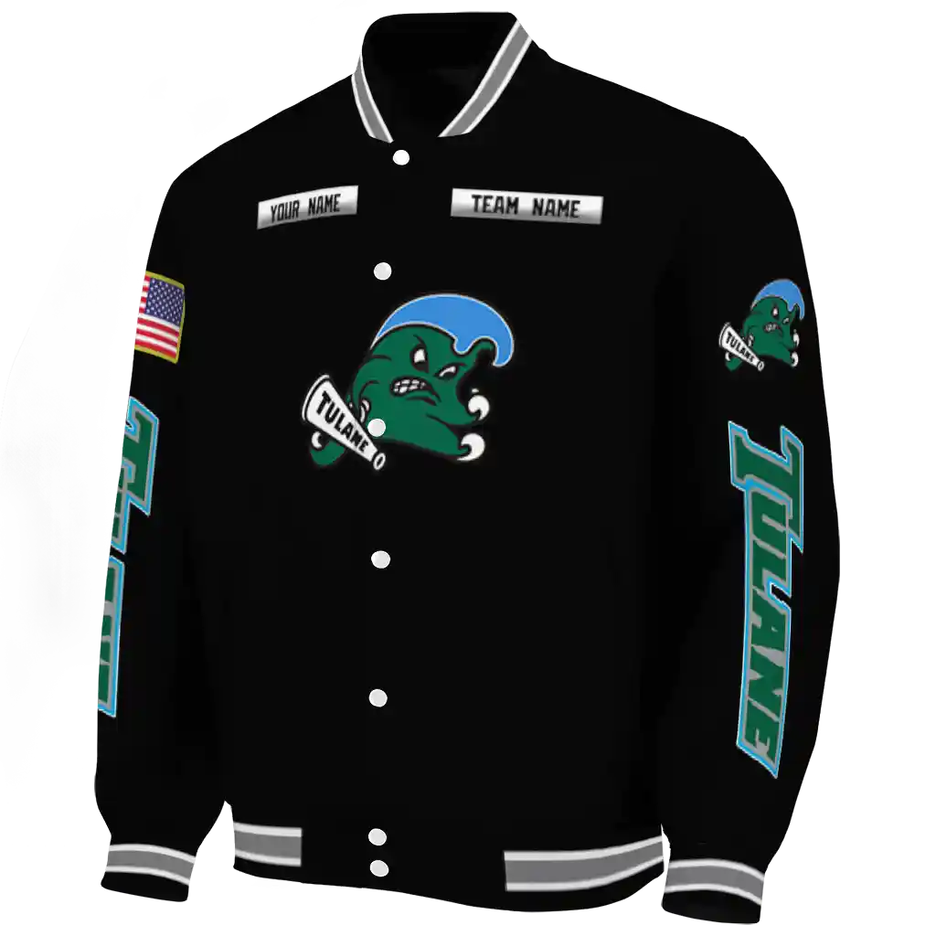 customized tulane green wave american flag skull black varsity jacket best selling customized tulane green wave american flag skull black varsity jacket best selling