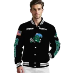 customized tulane green wave american flag skull black varsity jacket best selling