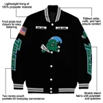 customized tulane green wave american flag skull black varsity jacket best selling