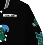 customized tulane green wave american flag skull black varsity jacket best selling