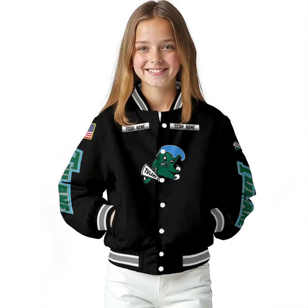 customized tulane green wave american flag skull black varsity jacket top rated customized tulane green wave american flag skull black varsity jacket top rated