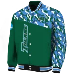 customized tulane green wave camouflage splash green varsity jacket best selling