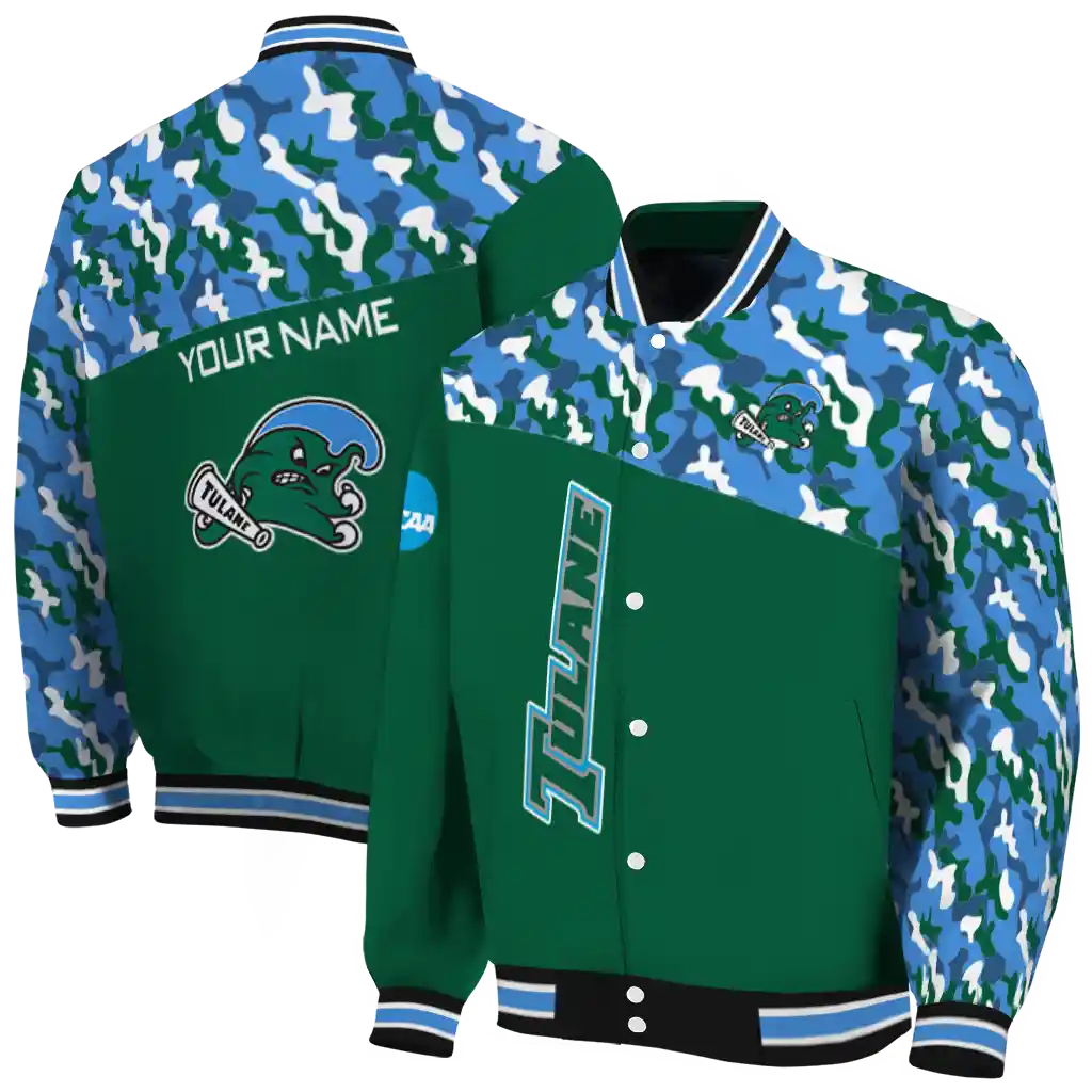 customized tulane green wave camouflage splash green varsity jacket fashion forward customized tulane green wave camouflage splash green varsity jacket fashion forward