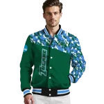 customized tulane green wave camouflage splash green varsity jacket best selling