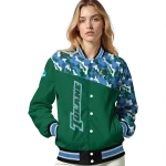 customized tulane green wave camouflage splash green varsity jacket best selling
