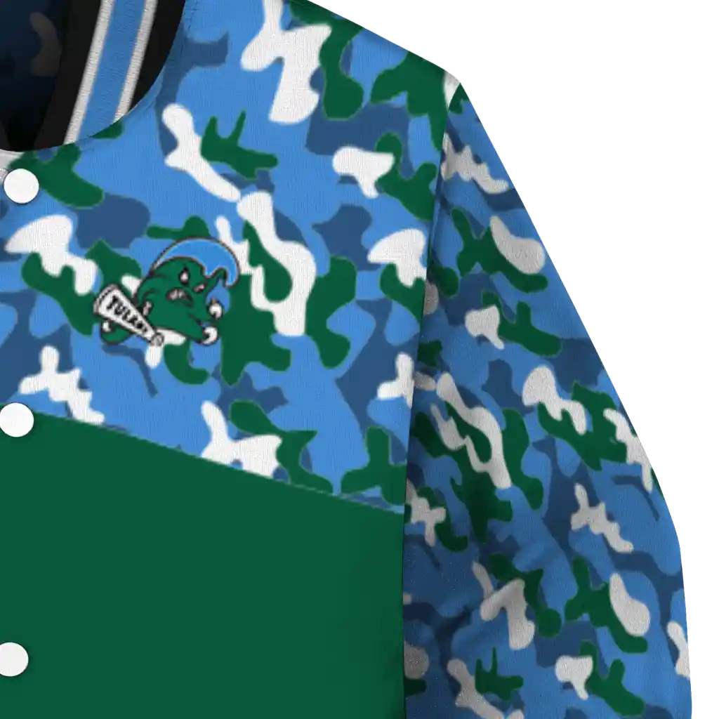 customized tulane green wave camouflage splash green varsity jacket premium grade customized tulane green wave camouflage splash green varsity jacket premium grade