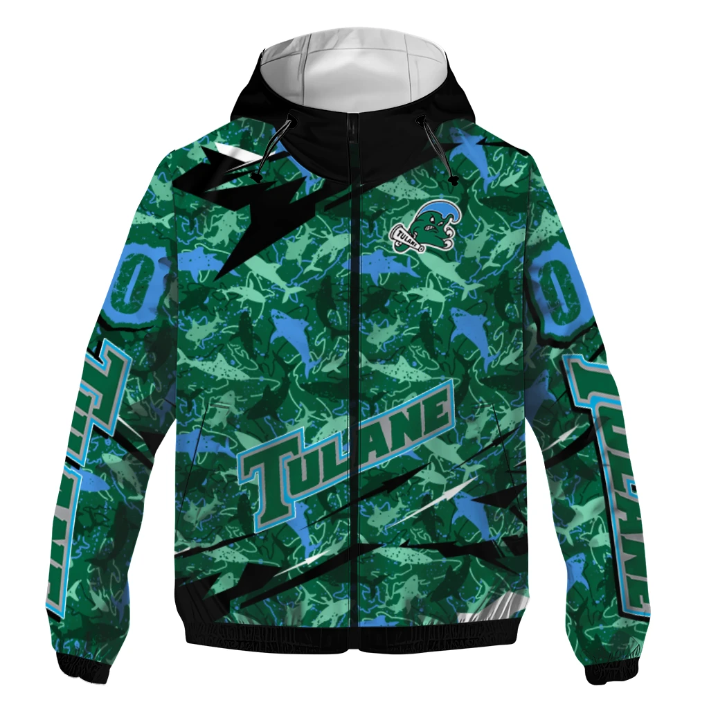 customized tulane green wave shark art green windbreaker jacket best selling customized tulane green wave shark art green windbreaker jacket best selling