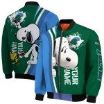 customized tulane green wave snoopy head green bomber jacket best selling