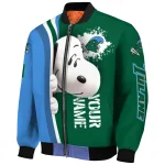 customized tulane green wave snoopy head green bomber jacket best selling