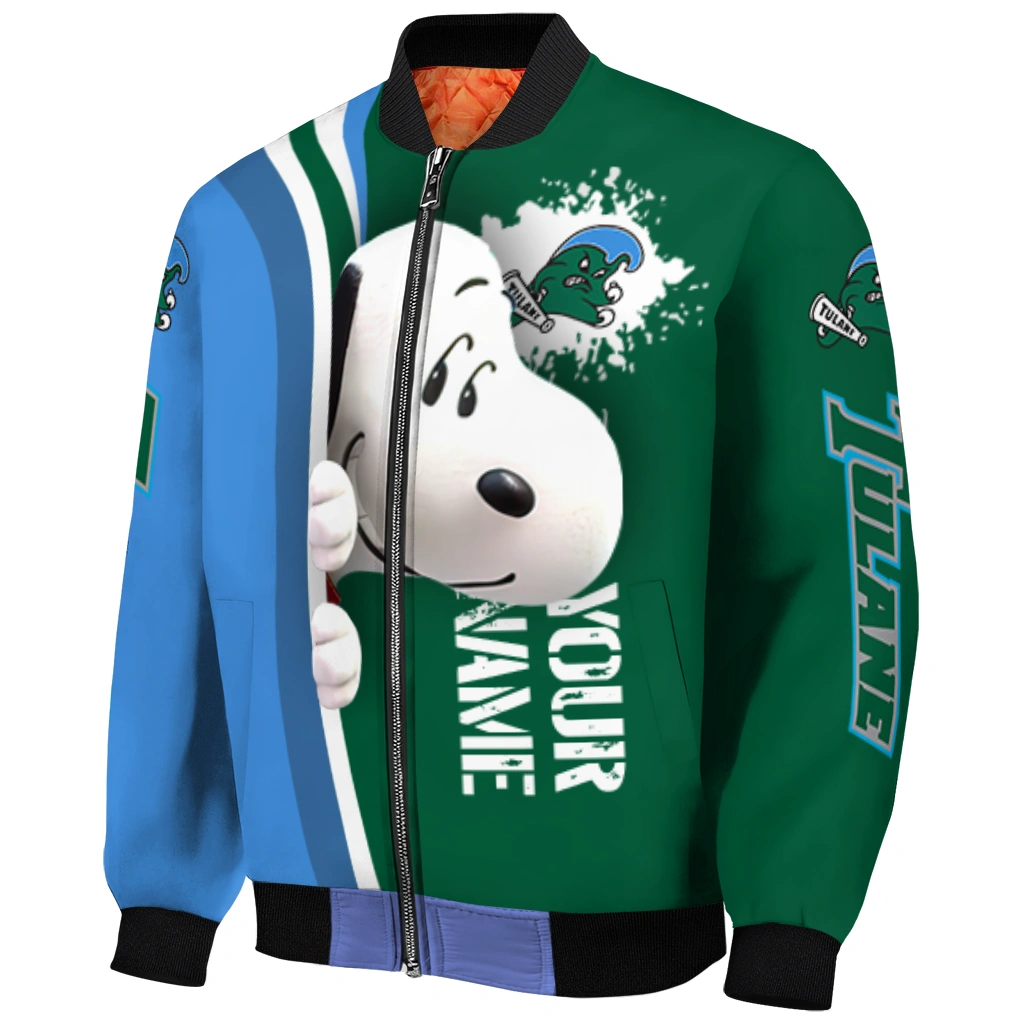 customized tulane green wave snoopy head green bomber jacket fashion forward customized tulane green wave snoopy head green bomber jacket fashion forward