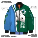 customized tulane green wave snoopy head green bomber jacket best selling