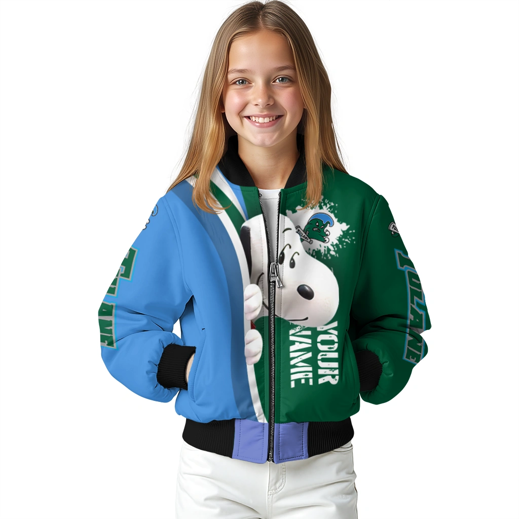 customized tulane green wave snoopy head green bomber jacket top rated customized tulane green wave snoopy head green bomber jacket top rated