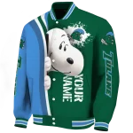 customized tulane green wave snoopy head green varsity jacket best selling