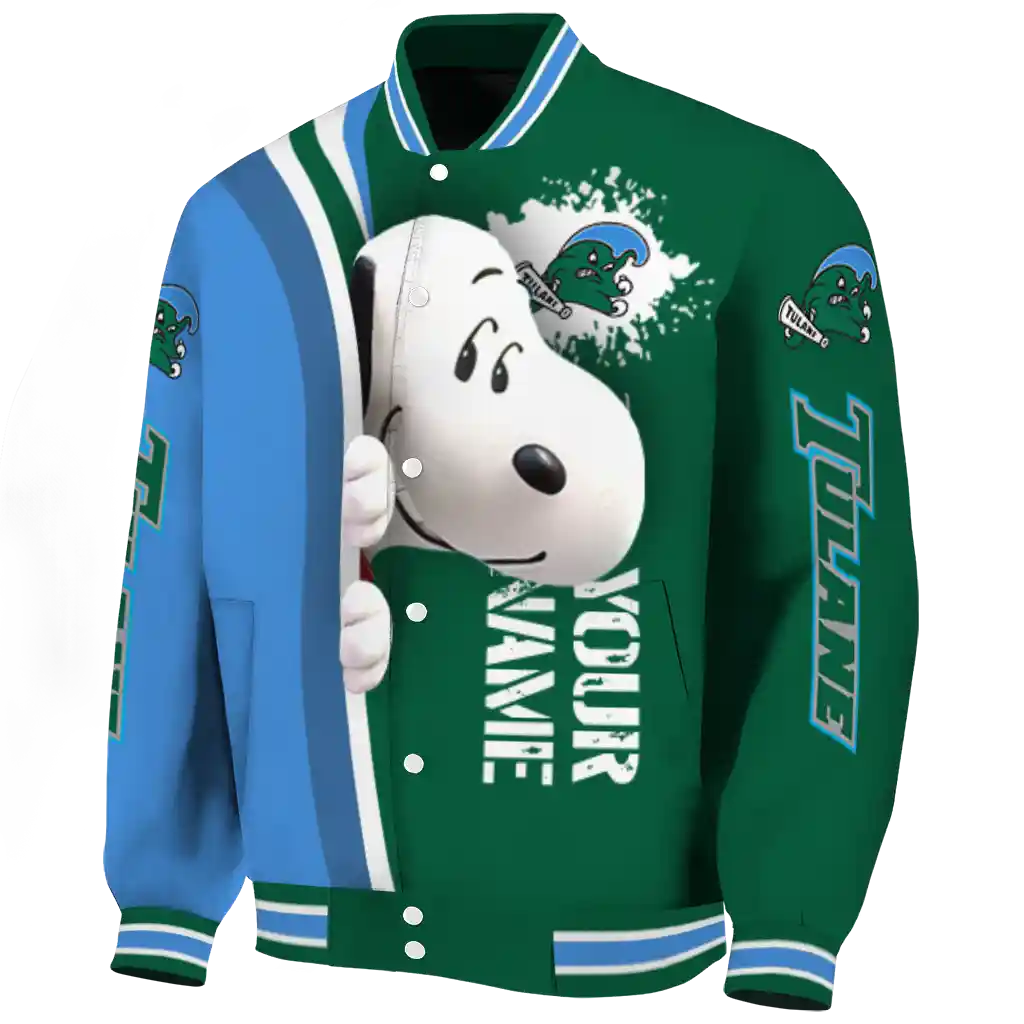 customized tulane green wave snoopy head green varsity jacket best selling customized tulane green wave snoopy head green varsity jacket best selling