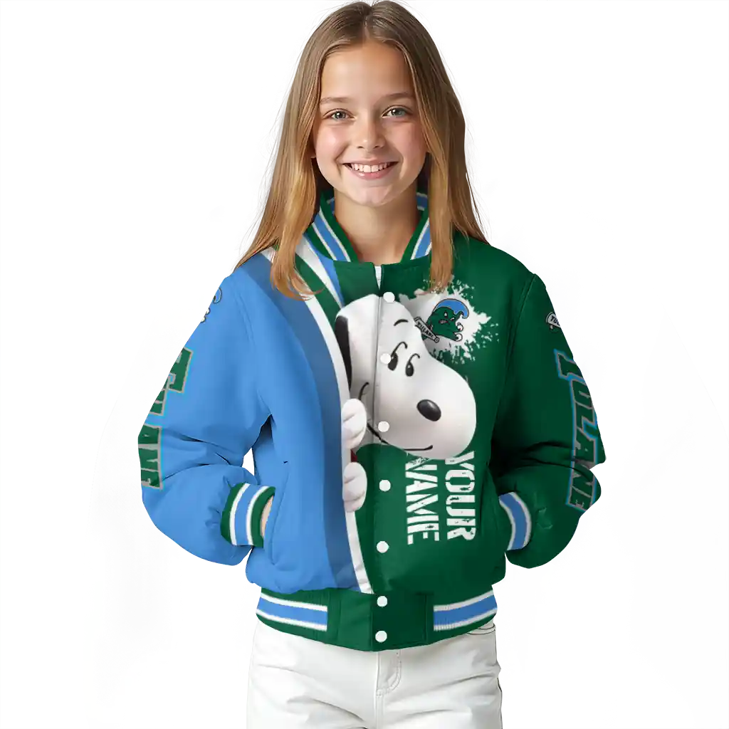 customized tulane green wave snoopy head green varsity jacket top rated customized tulane green wave snoopy head green varsity jacket top rated