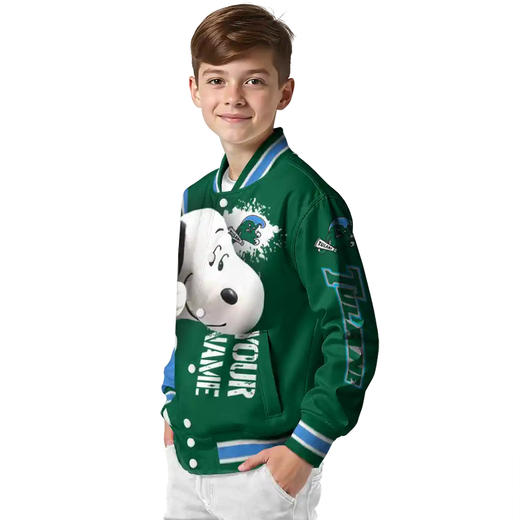 customized tulane green wave snoopy head green varsity jacket trendy customized tulane green wave snoopy head green varsity jacket trendy