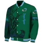 customized tulane green wave tribal deer art green varsity jacket best selling