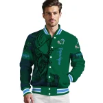 customized tulane green wave tribal deer art green varsity jacket best selling