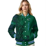 customized tulane green wave tribal deer art green varsity jacket best selling