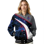 customized tulsa golden hurricane electric flash blue varsity jacket best selling