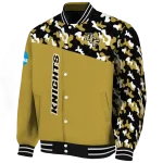 customized ucf knights camouflage splash gold varsity jacket best selling