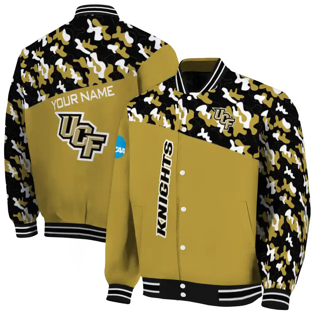 customized ucf knights camouflage splash gold varsity jacket fashion forward customized ucf knights camouflage splash gold varsity jacket fashion forward