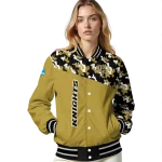 customized ucf knights camouflage splash gold varsity jacket best selling