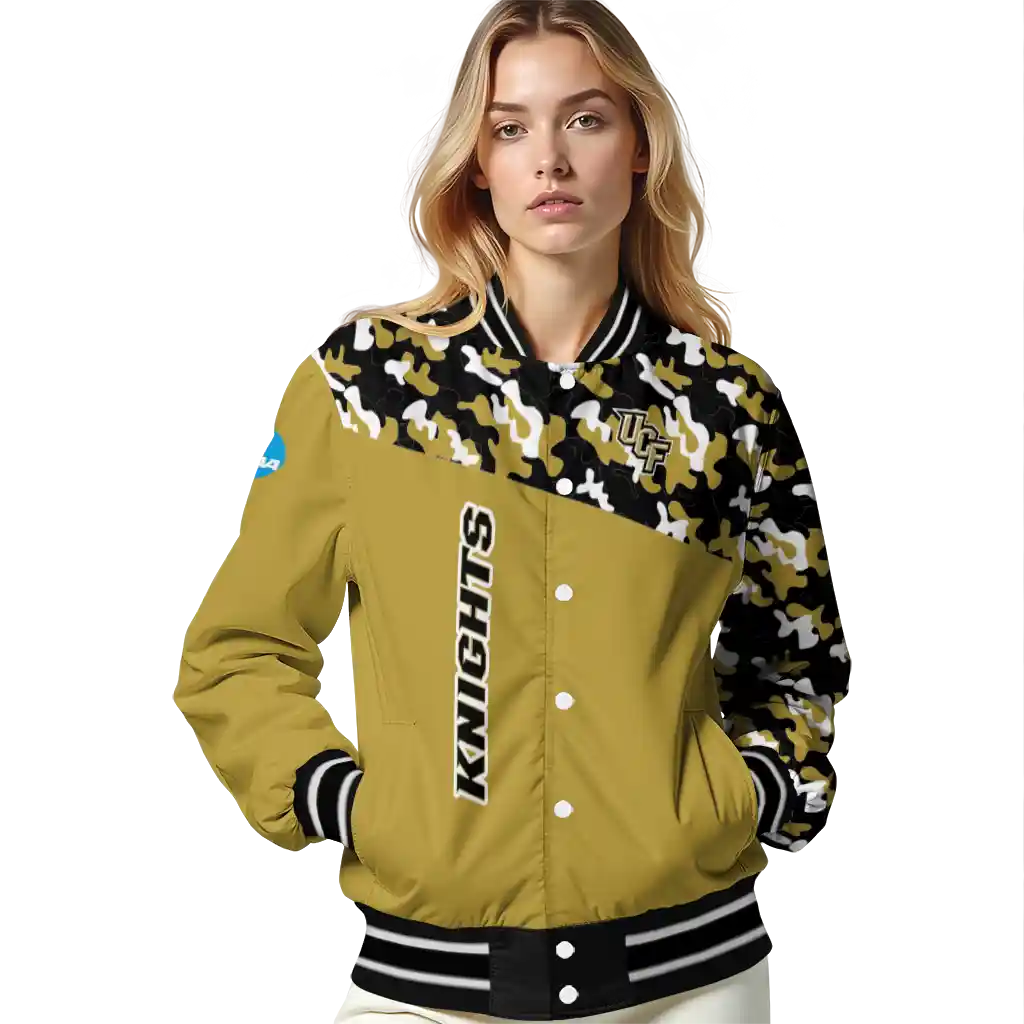 customized ucf knights camouflage splash gold varsity jacket latest model customized ucf knights camouflage splash gold varsity jacket latest model