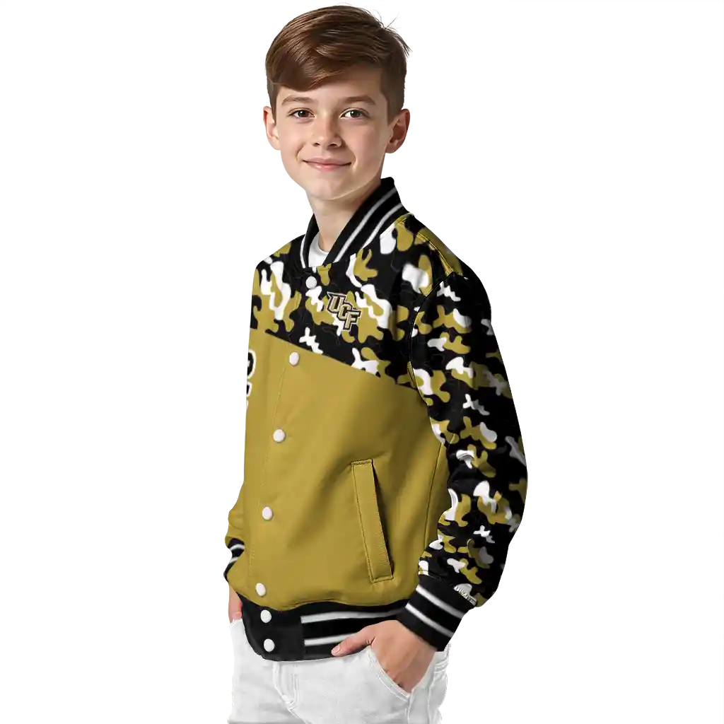 customized ucf knights camouflage splash gold varsity jacket trendy customized ucf knights camouflage splash gold varsity jacket trendy