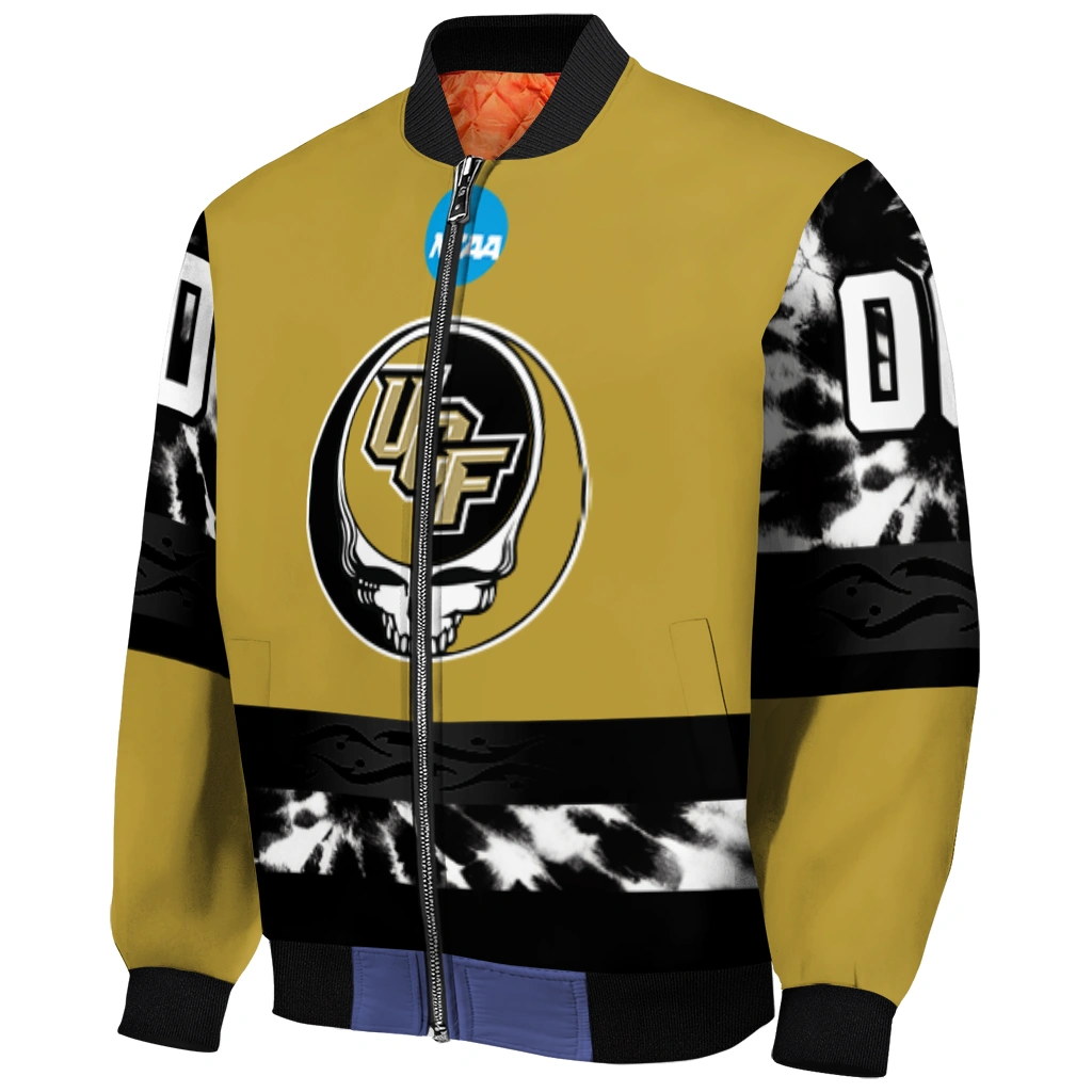customized ucf knights circle skull gold black bomber jacket fashion forward customized ucf knights circle skull gold black bomber jacket fashion forward