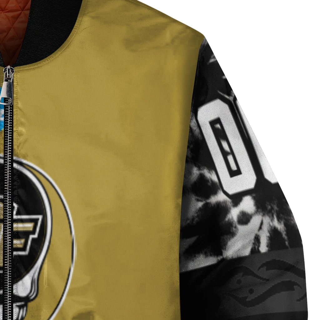 customized ucf knights circle skull gold black bomber jacket premium grade customized ucf knights circle skull gold black bomber jacket premium grade