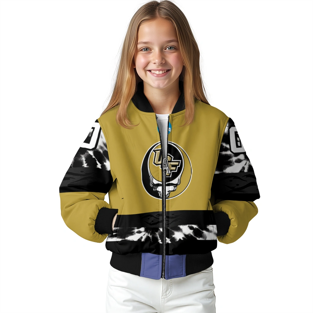 customized ucf knights circle skull gold black bomber jacket top rated customized ucf knights circle skull gold black bomber jacket top rated