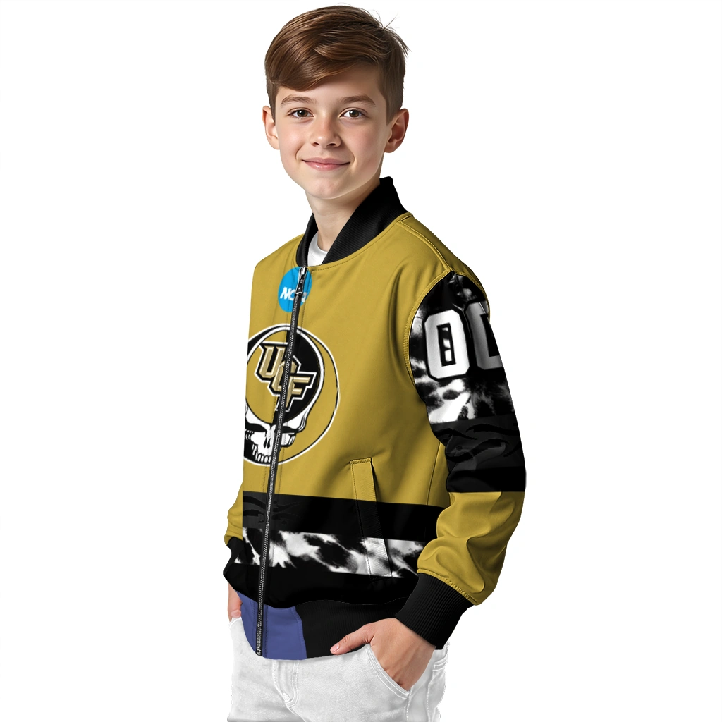 customized ucf knights circle skull gold black bomber jacket trendy customized ucf knights circle skull gold black bomber jacket trendy