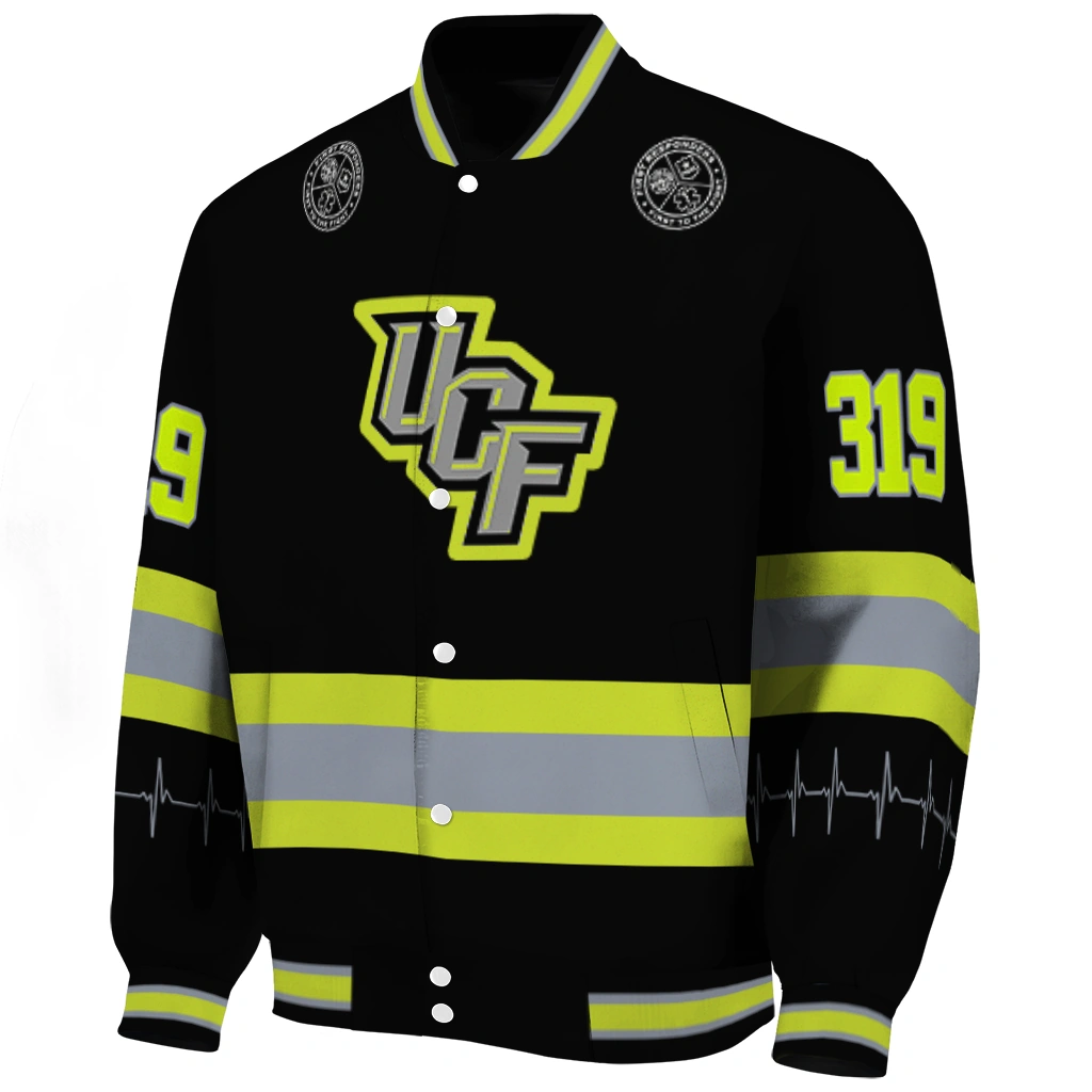 customized ucf knights heartbeat accent black green varsity jacket best selling customized ucf knights heartbeat accent black green varsity jacket best selling